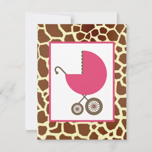 Girl Baby shower - Roze Carriage & Giraffe Print Kaart (Voorkant)