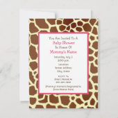 Girl Baby shower - Roze Carriage & Giraffe Print Kaart (Achterkant)