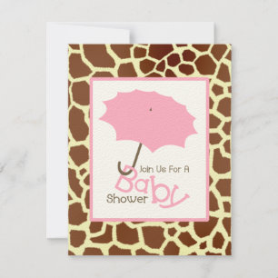 Girl Baby shower - Roze rommel en Giraffe afdrukke Kaart