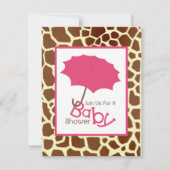 Girl Baby shower - Roze rommel en Giraffe afdrukke Kaart (Voorkant)