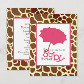 Girl Baby shower - Roze rommel en Giraffe afdrukke Kaart (Voorkant / Achterkant)