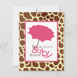 Girl Baby shower - Roze rommel en Giraffe afdrukke Kaart