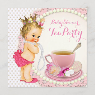Girl Baby shower Tea Party Kaart