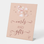 Girl Baby shower Teddy Bear Cards en Gifts Sign Reclamebord Met Voetstuk (Voorkant)