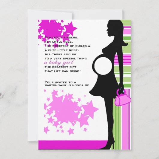 Girl baby shower-uitnodiging kaart (Voorkant)