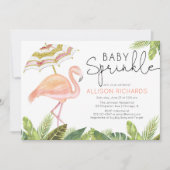 Girl baby sprinkle flamingo roze gouddouche kaart (Voorkant)