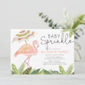 Girl baby sprinkle flamingo roze gouddouche kaart (Staand voorkant)