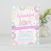 Girl Baby Sprinkle Invitation Donut Baby Sprinkle Kaart (Staand voorkant)