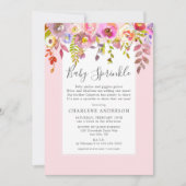 Girl Baby Sprinkle Invite, roze floraal Kaart (Voorkant)