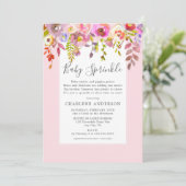 Girl Baby Sprinkle Invite, roze floraal Kaart (Staand voorkant)