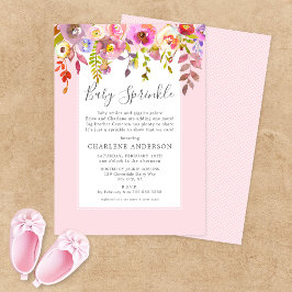 Girl Baby Sprinkle Invite, roze floraal Kaart
