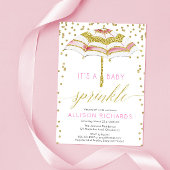 Girl baby sprinkle, parapluroze goudbaby shower kaart