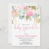 Girl baby sprinkle roze goudgroen bloem kaart (Voorkant)