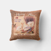 Girl Baby Stats Antiek Roze Floral Keepomwille Kussen (Achterkant)