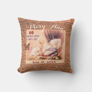Girl Baby Stats Antiek Roze Floral Keepomwille Kussen