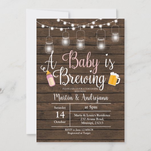 Girl BabyQ-uitnodiging Coed BBQ-Baby-uitnodiging Kaart (Voorkant)