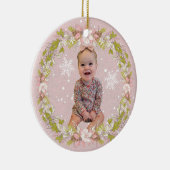 Girl Baby's Eerste Kerstmis Keramisch Ornament (Rechts)