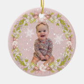 Girl Baby's Eerste Kerstmis Keramisch Ornament (Voorkant)