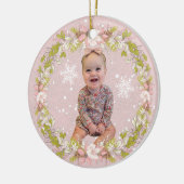 Girl Baby's Eerste Kerstmis Keramisch Ornament (Links)