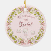 Girl Baby's Eerste Kerstmis Keramisch Ornament (Achterkant)