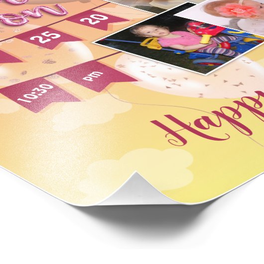 Girl Baby's Keepomwille First Year Cute Photo Coll Foto Afdruk (Hoek)