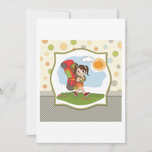 Girl Backpackaging Invitations Kaart (Voorkant)