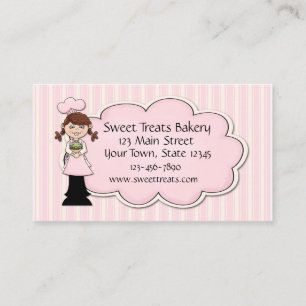 Girl Baker, Cupcake, Roze Visitekaartje