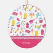 Girl Baker Pink Cooking Pattern Chef Kind Kerstmis Keramisch Ornament (Links)