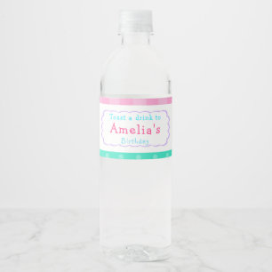 Girl Baking Birthday Party Waterfles Etiket