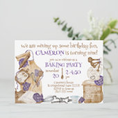 Girl Baking Theme Birthday Party Paars Kaart (Staand voorkant)