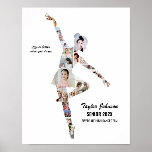Girl Ballerina Ballet Dance Custom Photo Collage Poster (Voorkant)