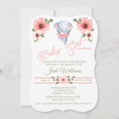 Girl Ballerina Elephant Baby shower Invitation Kaart (Voorkant)