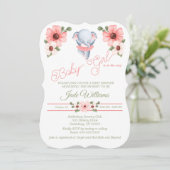 Girl Ballerina Elephant Baby shower Invitation Kaart (Staand voorkant)