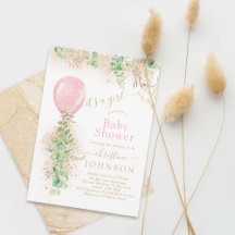 Girl Balloon Eucalyptus Gold Glitter Baby shower I