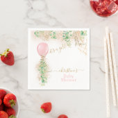 Girl Balloon Eucalyptus Gold Glitter Baby shower Servet (Insitu)