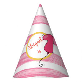 Girl Balloon Geëigende 1e verjaardag Waterverf Feesthoedjes