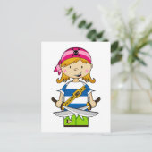 Girl Bandana Pirate Briefkaart (Staand voorkant)