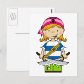 Girl Bandana Pirate Briefkaart (Voorkant / Achterkant)