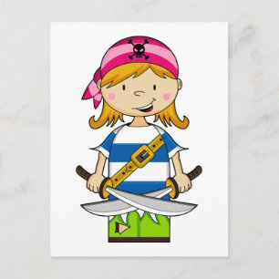 Girl Bandana Pirate Briefkaart