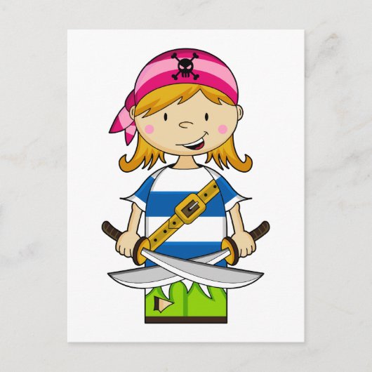 Girl Bandana Pirate Briefkaart (Voorkant)