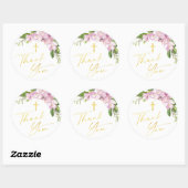 Girl Baptism Blush Pink Flowers Groot Dank je Ronde Sticker (Vel)