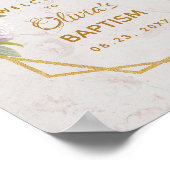 Girl Baptism Burgundy Peonies Marble Gold Welkom Poster (Hoek)