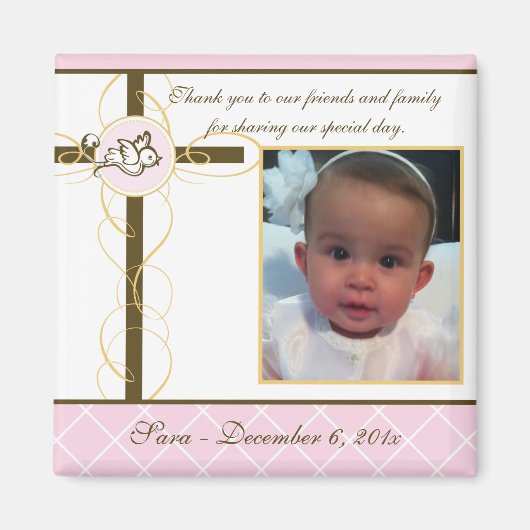 Girl Baptism/Christening Favor - Foto Magnet (Voorkant)