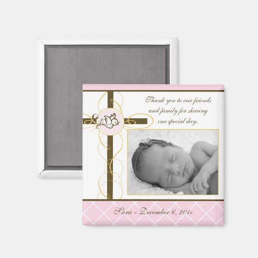 Girl Baptism/Christening Favor - Foto Magnet (Voorkant / Achterkant)