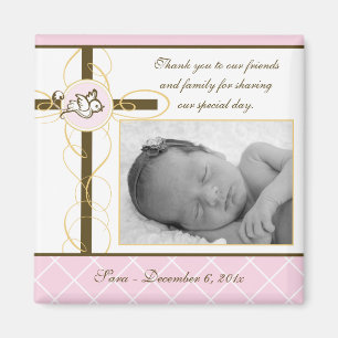 Girl Baptism/Christening Favor - Foto Magnet
