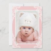 Girl Baptism Elegant Blush Pink White letfoto Kaart (Achterkant)