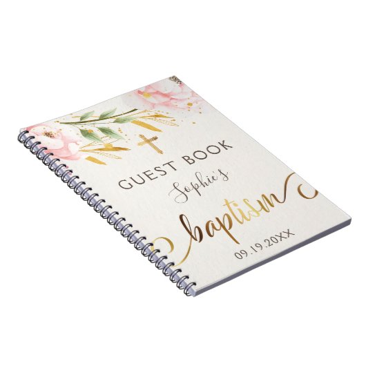Girl Baptism Floral Guest Book Notitieboek (Rechterzijde)