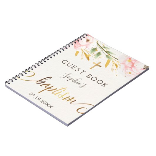 Girl Baptism Floral Guest Book Notitieboek (Linkerzijde)
