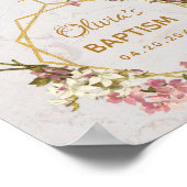Girl Baptism Floral Marble Gold Orchids Welkom Poster (Hoek)