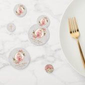 Girl Baptism Foto Floral Marble Gold Pink Orchid Confetti (Groep)